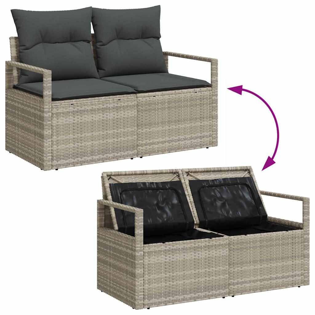 Garten-Sofa-Set mit Speicher 6 pcs Hellgrau Poly Rattan